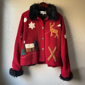 Rare Vintage Tasha Polizzi For Saddleblanket Womens Medium Faux Fur Trim Jacket